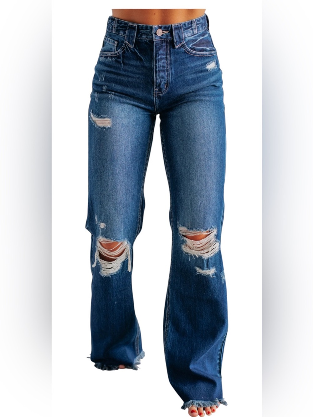 NWT Wynn KanCan Wide Leg Ripped Knee Jeans Women’s SZ 3/25 in Dark Wash